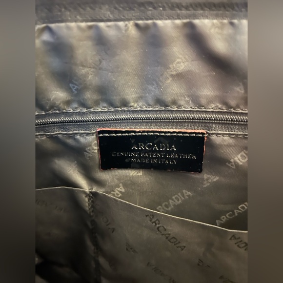 Arcadia Black Patent Leather Satchel – Made in Italy – Red Lining - Picture 4 of 4